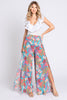 Floral Print Slit-Hem Palazzo Pants - Final Sale