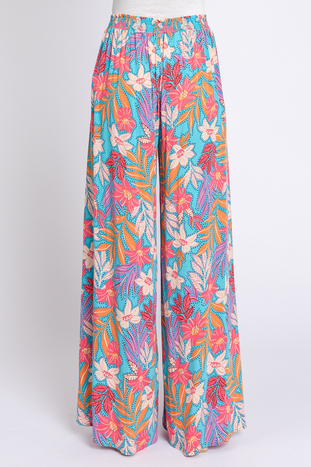 Floral Print Slit-Hem Palazzo Pants - Final Sale