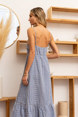 Denim Trible Embroidery Maxi Dress *30A