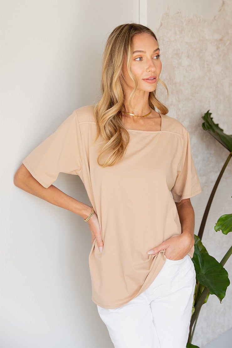 Square Neck Short Sleeve Top