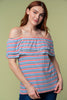 Off the Shoulder Short Sleeve Striped Knit Top - Final Sale