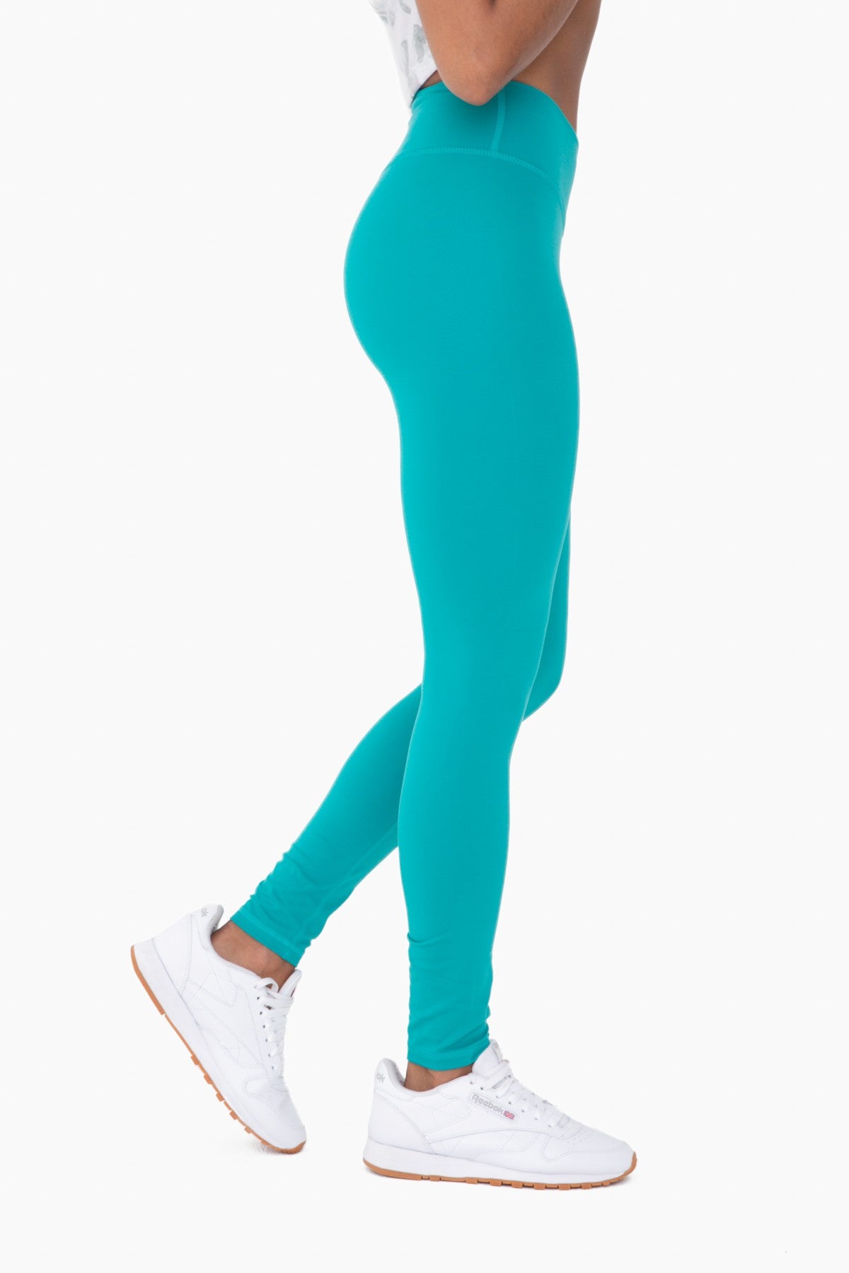 MONO B Teal Venice Crossover Waist Leggings