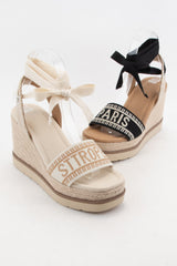 Taupe St Tropez Embroidered Upper Wedge Heel