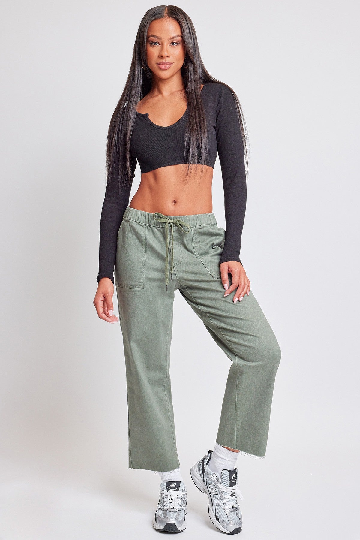 YMI's High Rise Cropped Straight Leg Jogger Pant