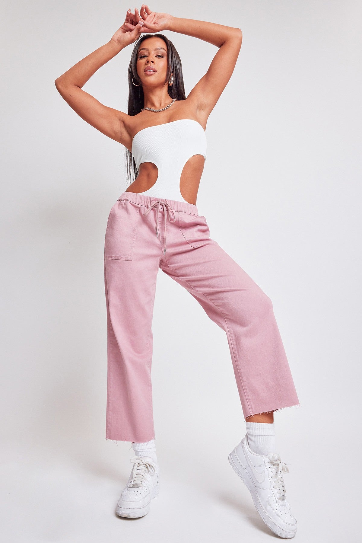 YMI's High Rise Cropped Straight Leg Jogger Pant