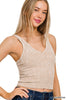 Washed Ribbed V-Neck Cropped Tank Top