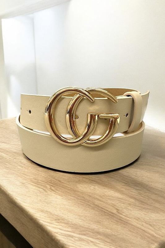 Ivory Double Buckle Fashion Belt