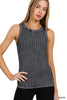 Ribbed Sleeveless Tank Top w/ Exposed Seam