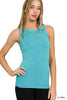 Ribbed Sleeveless Tank Top w/ Exposed Seam