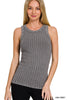 Ribbed Sleeveless Tank Top w/ Exposed Seam