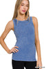 Ribbed Sleeveless Tank Top w/ Exposed Seam