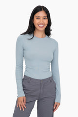 MONO B Essential Long-Sleeved Micro-Ribbed Athleisure Top