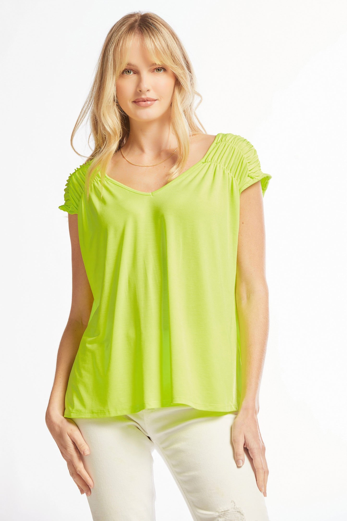 Solid Ruched Dolman Sleeve Top - Final Sale