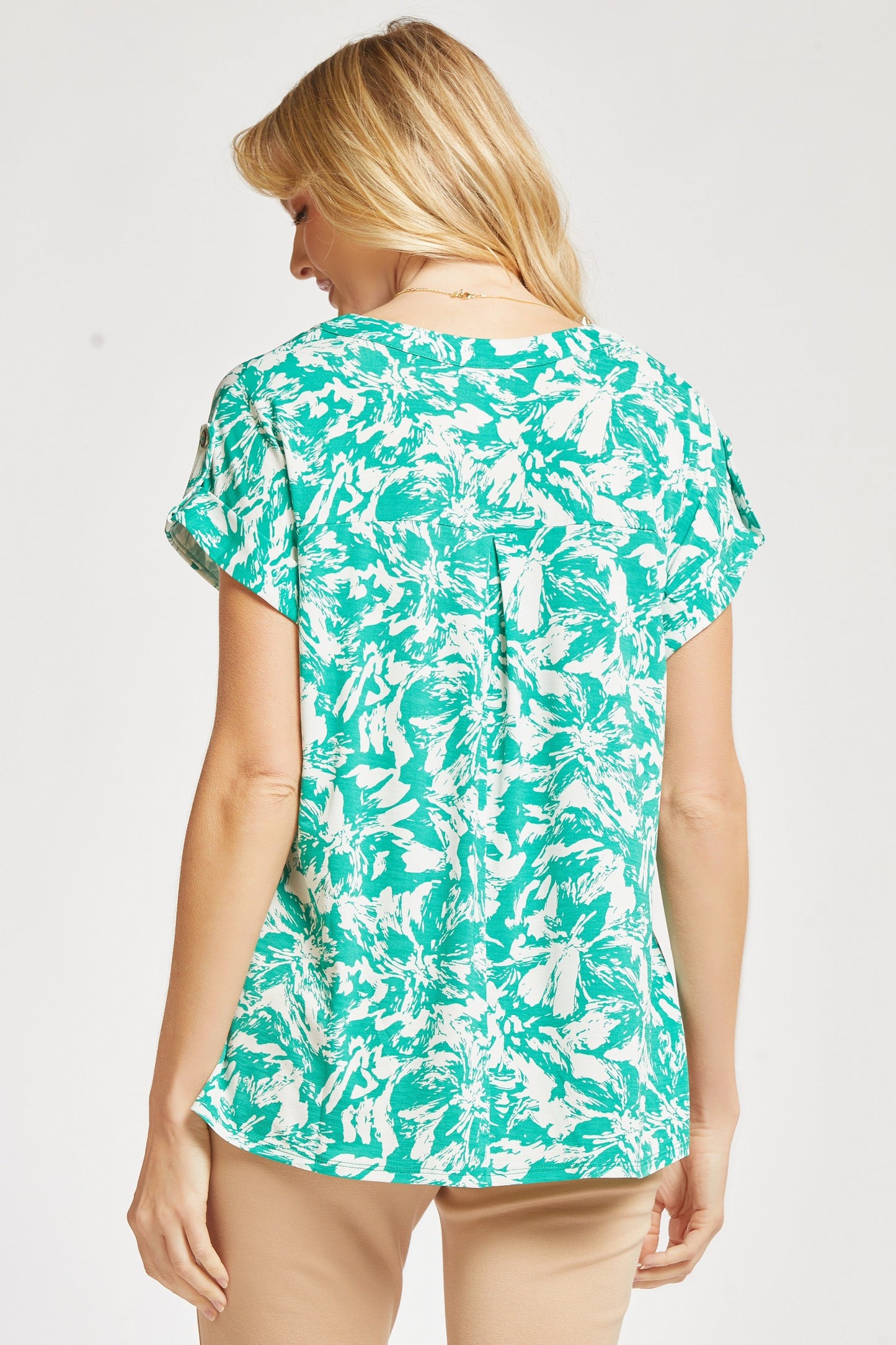 The Lizzy Emerald Short Sleeve Blouse Top - Final Sale