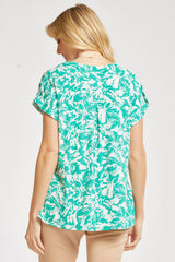 The Lizzy Emerald Short Sleeve Blouse Top