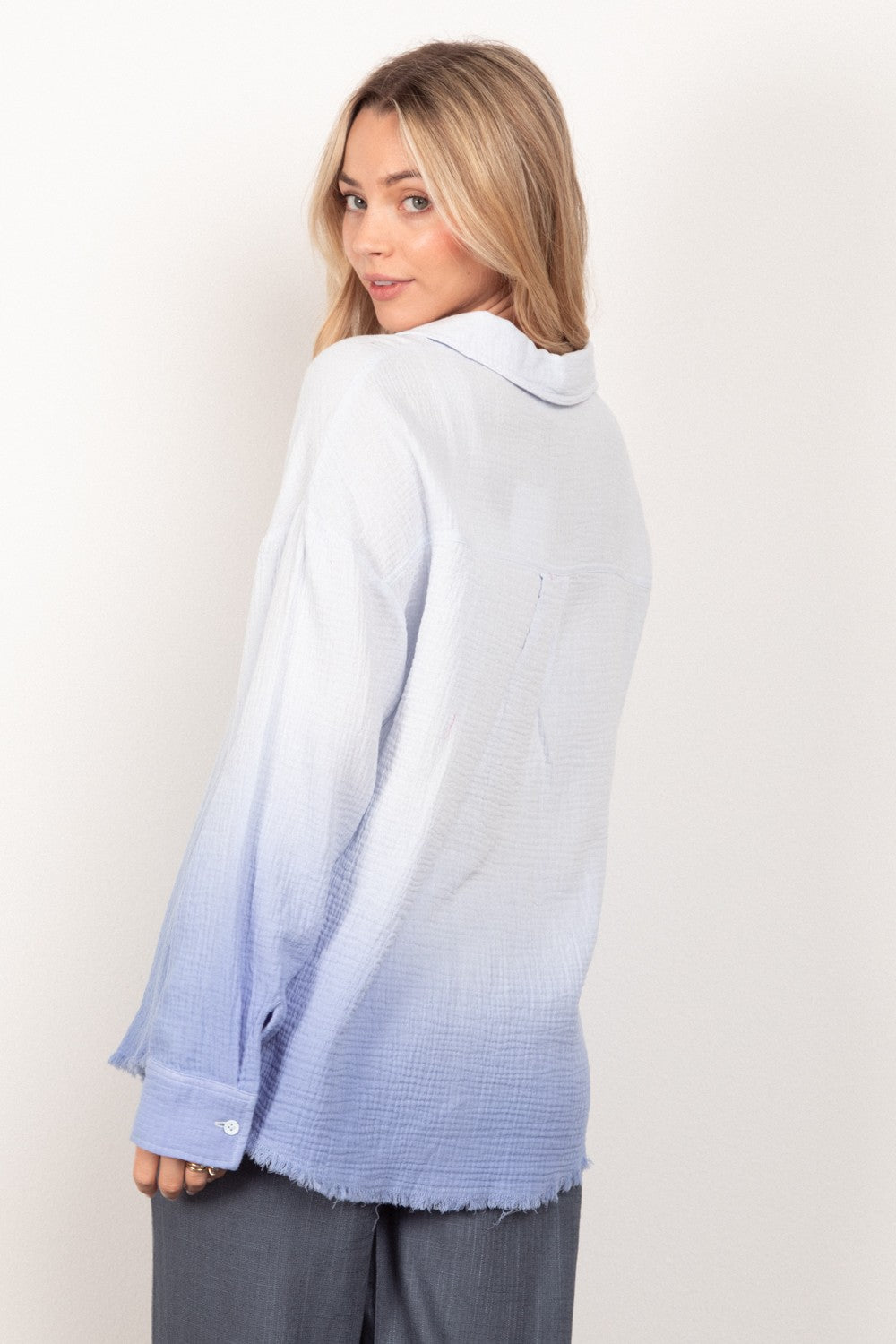 Fade Into You Oversized Cotton Gauze Ombre Top - Final Sale