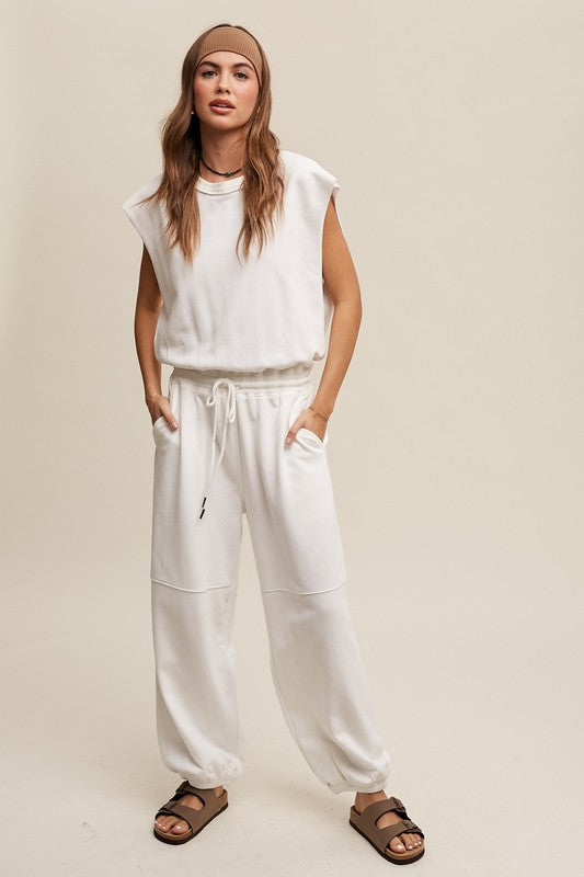 Athleisure French Terry Loose Jogger Jumpsuit | LISTICLE