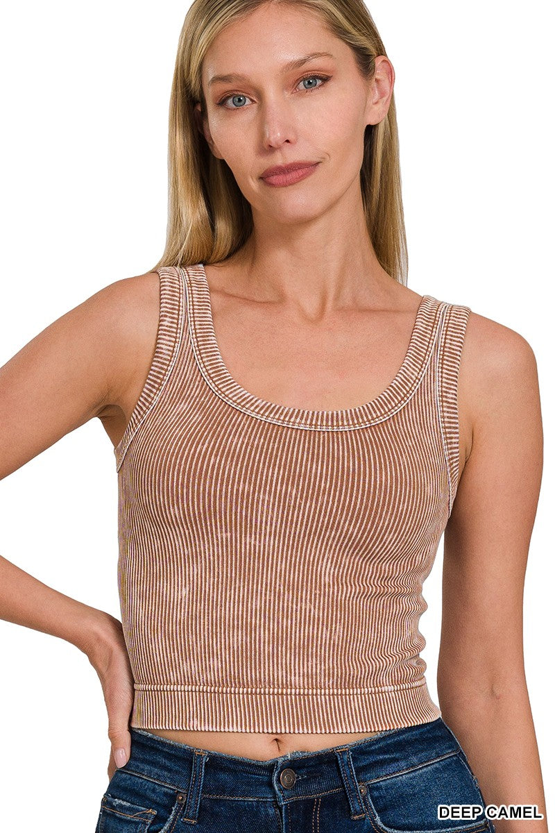 SALE : Stone Washed Ribbed Seamless Tank Top* - Final Sale