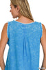 Washed Linen Frayed Edge Sleeveless Top - Final Sale