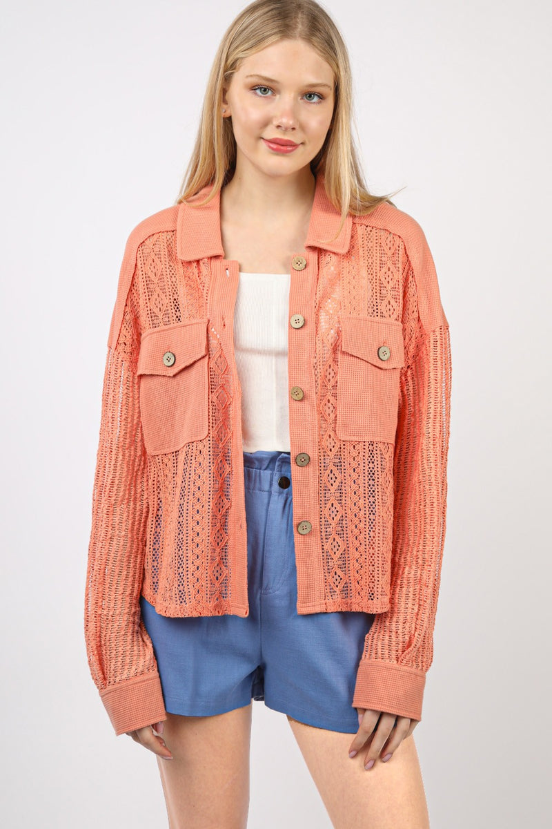 Oversized Lace Shirt Jacket Shacket