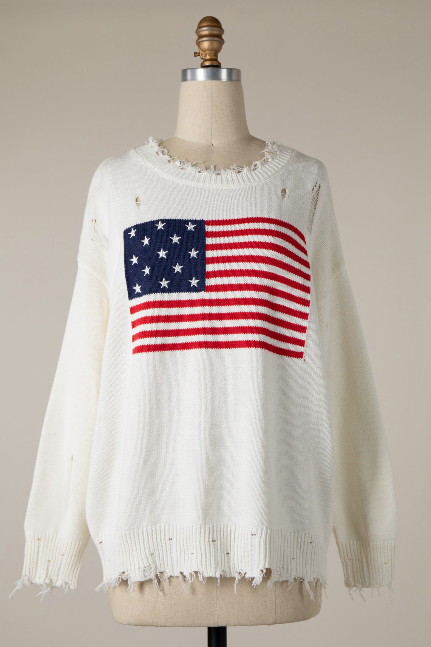 Distressed Americana Flag Sweater