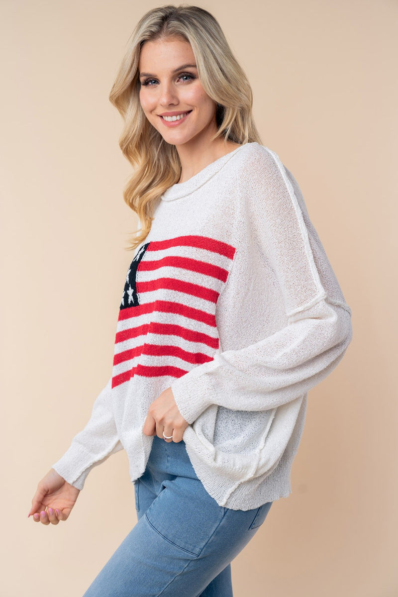 Cozy in the USA Knit Pullover Sweater