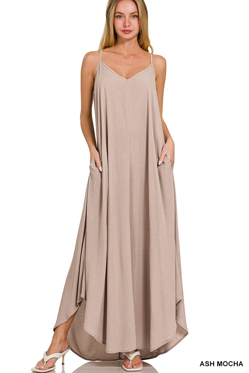 The Cassie Woven Crinkle Cami Maxi Dress