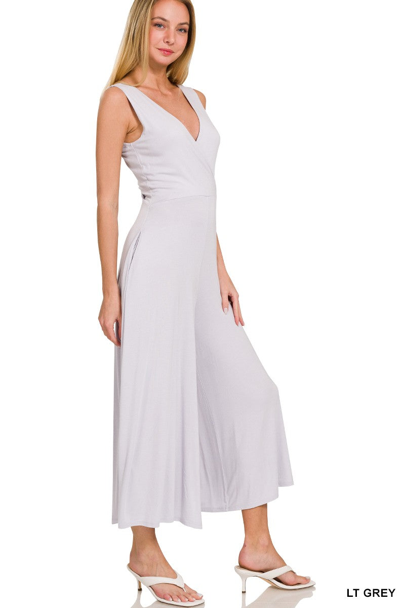 The Wendy Surplice Neckline Sleeveless Jumpsuit - Final Sale