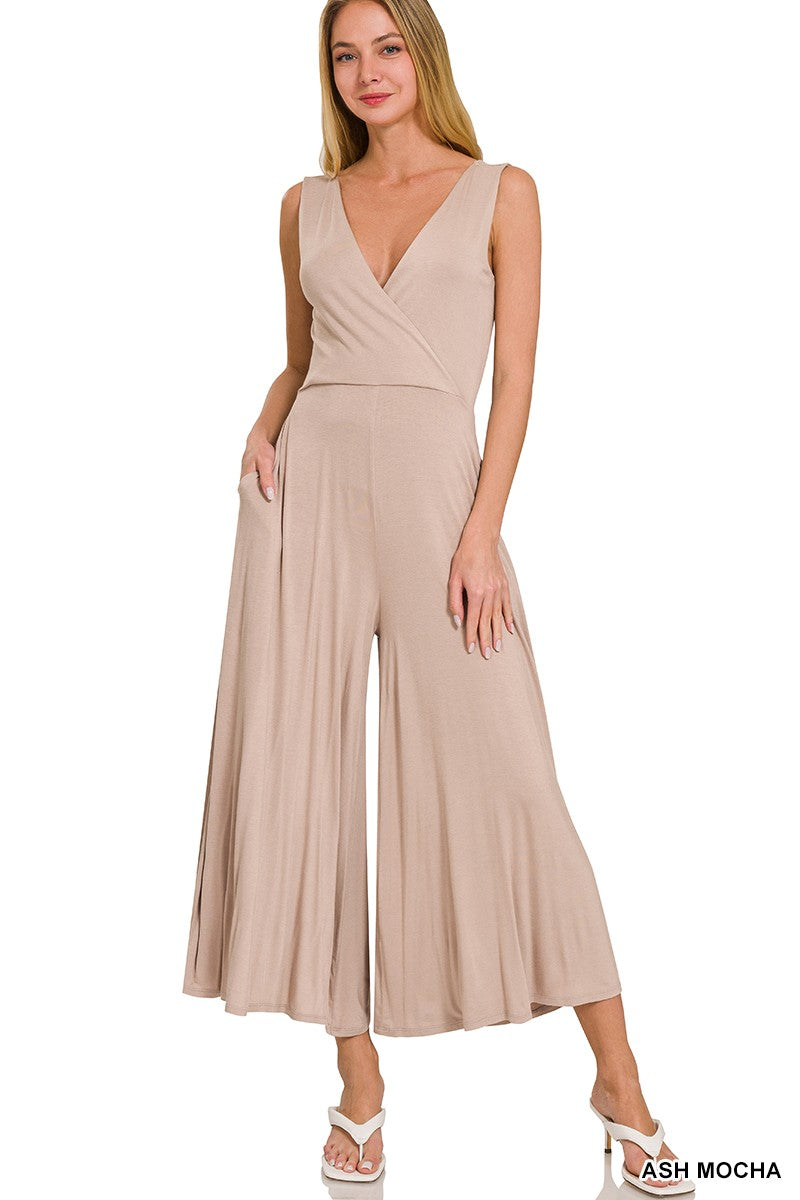 The Wendy Surplice Neckline Sleeveless Jumpsuit - Final Sale