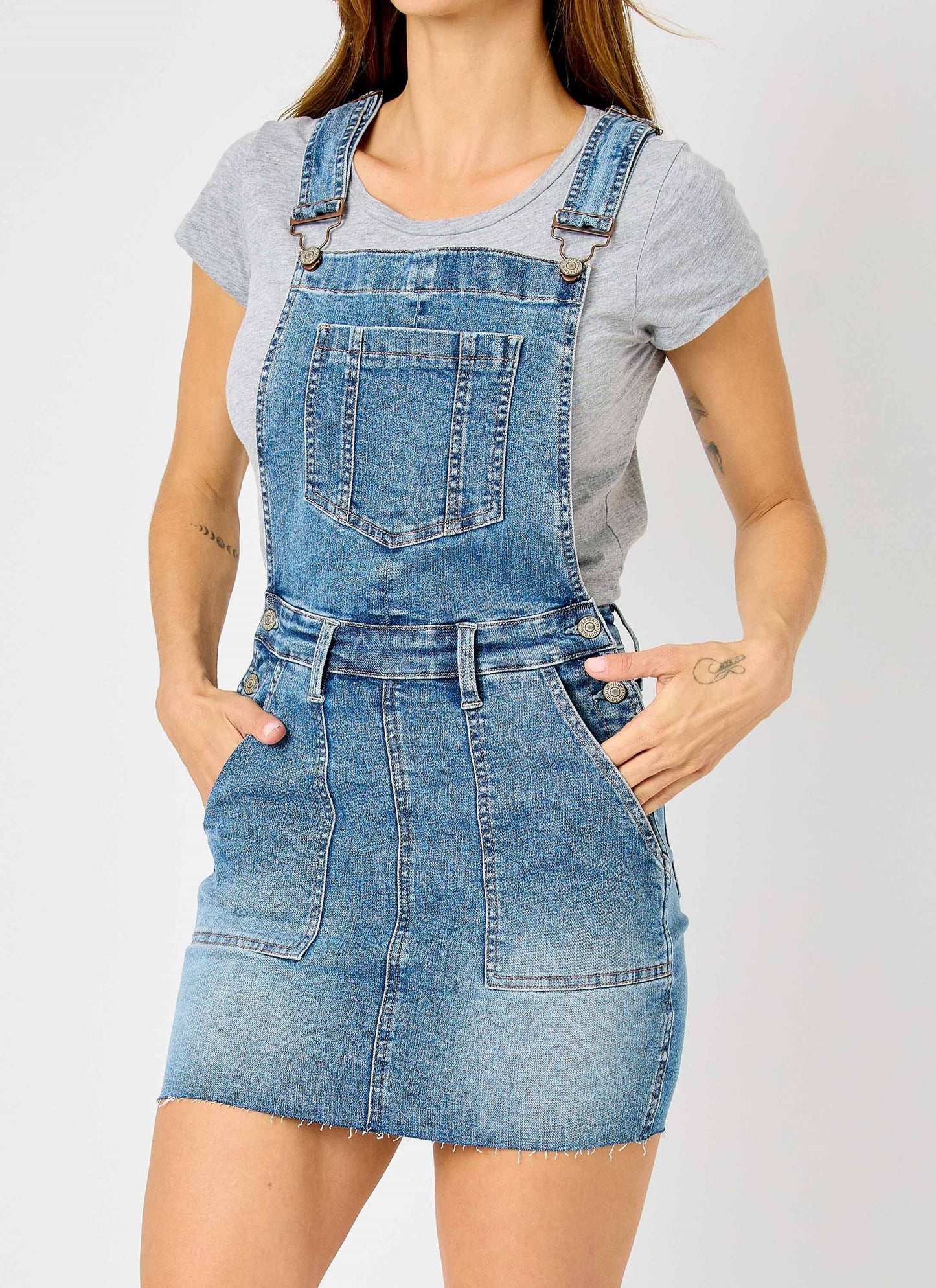 High Waisted Raw Hem Overall Skirt | Judy Blue - Final Sale