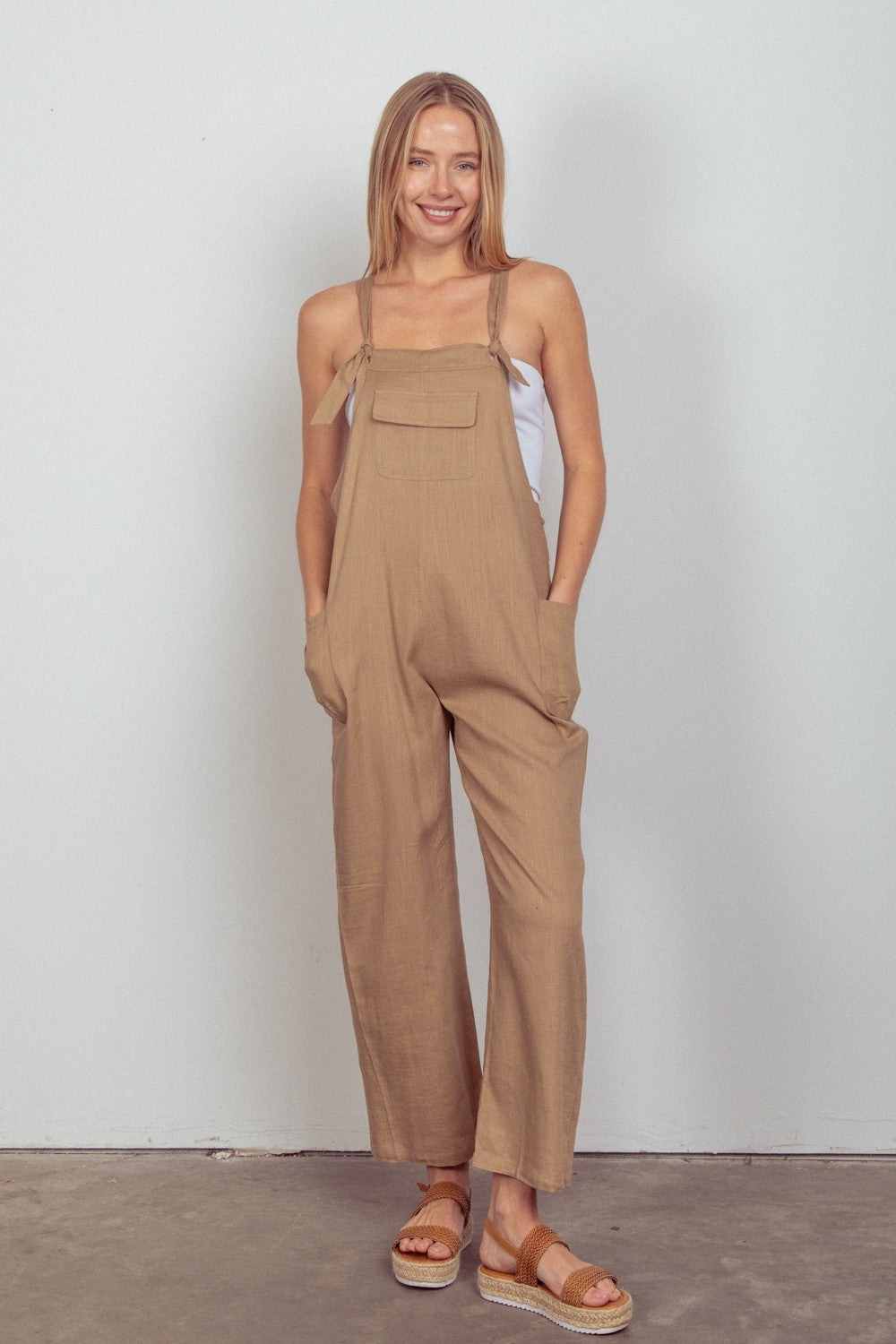 Lovely Day Relaxed Fit Solid Linen Casual Jumpsuit