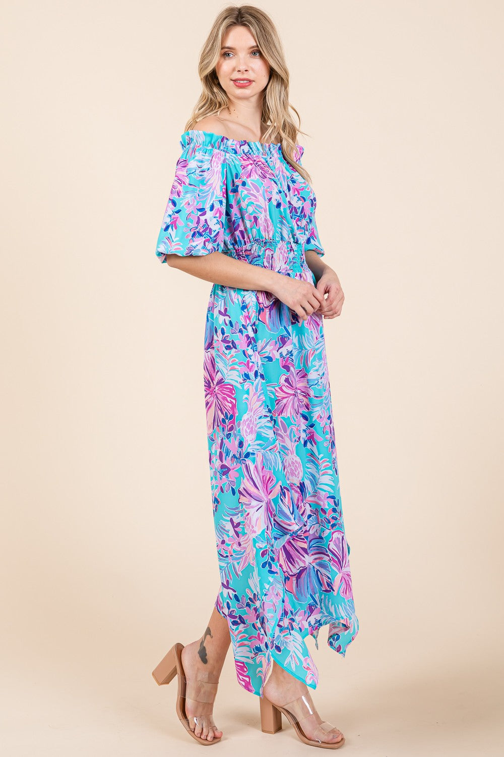 Whisk Me Away Floral Off the Shoulder Maxi Sundress - Final Sale