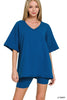 Cotton V-neck Top & Biker Shorts Set | ZENANA (2 COLORS)