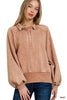 The Jennie Acid Wash Fleece Button Up Collared Pullover | ZENANA (7 COLORS) DEAL