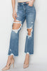 High Rise Crop Straight Denim Jeans | RISEN