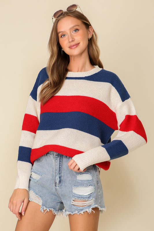 Patriotic stripe americana sweater | timing *vegas preorder