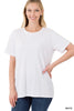 Cotton Boyfriend Round Neck Tee | ZENANA *DEAL