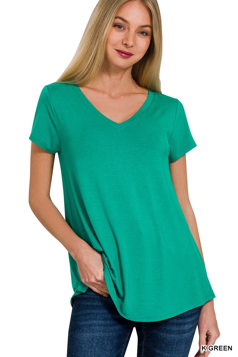 Luxe Rayon Short Sleeve V-Neck Tee