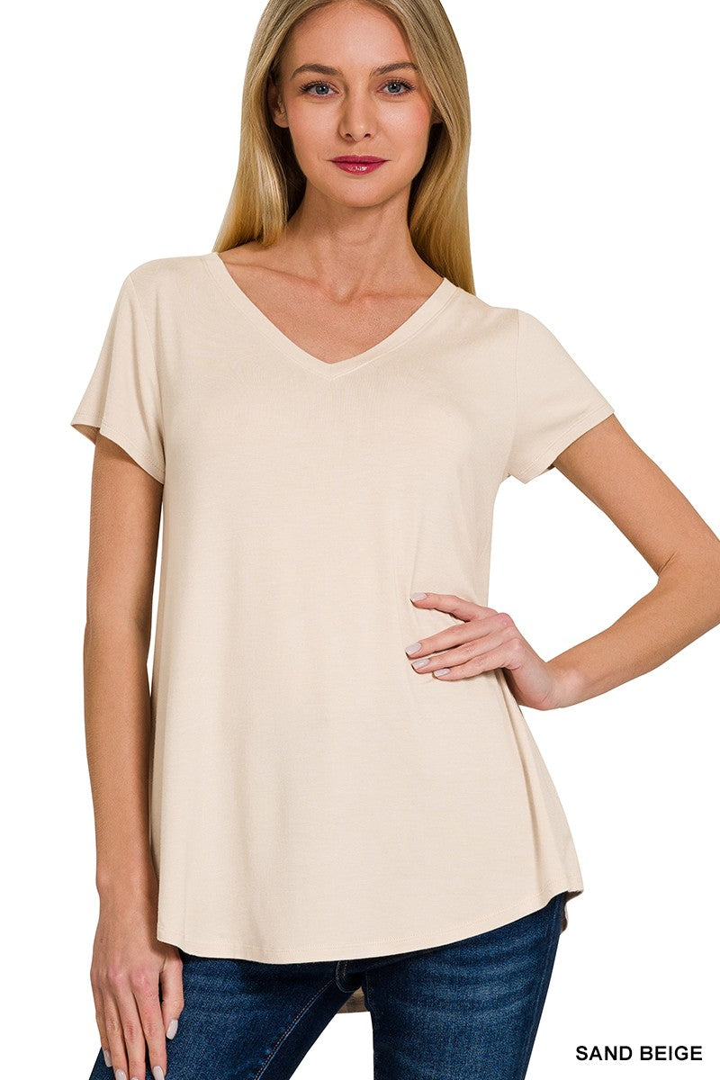 Luxe Rayon Short Sleeve V-Neck Tee