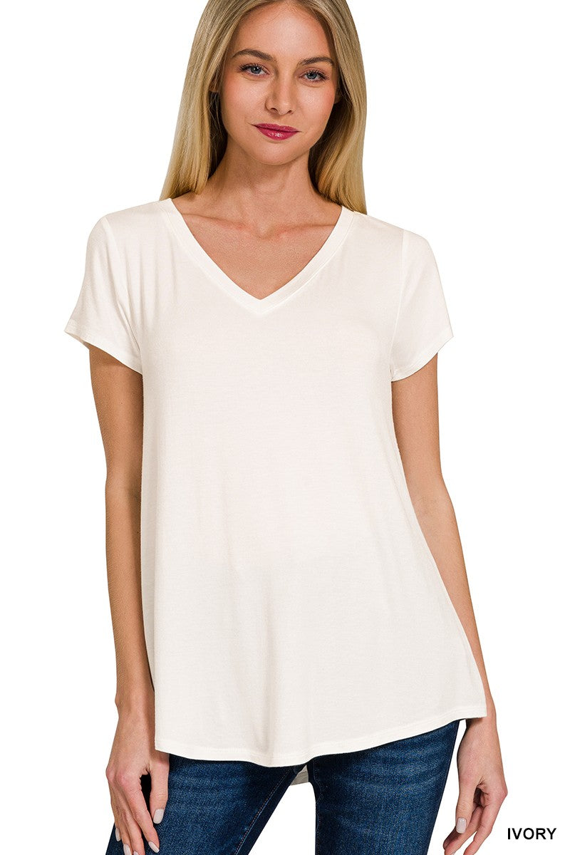 Luxe Rayon Short Sleeve V-Neck Tee