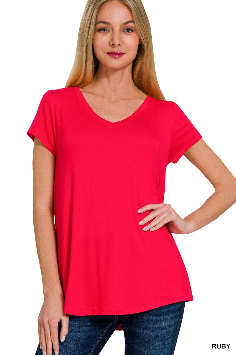 Luxe Rayon Short Sleeve V-Neck Tee