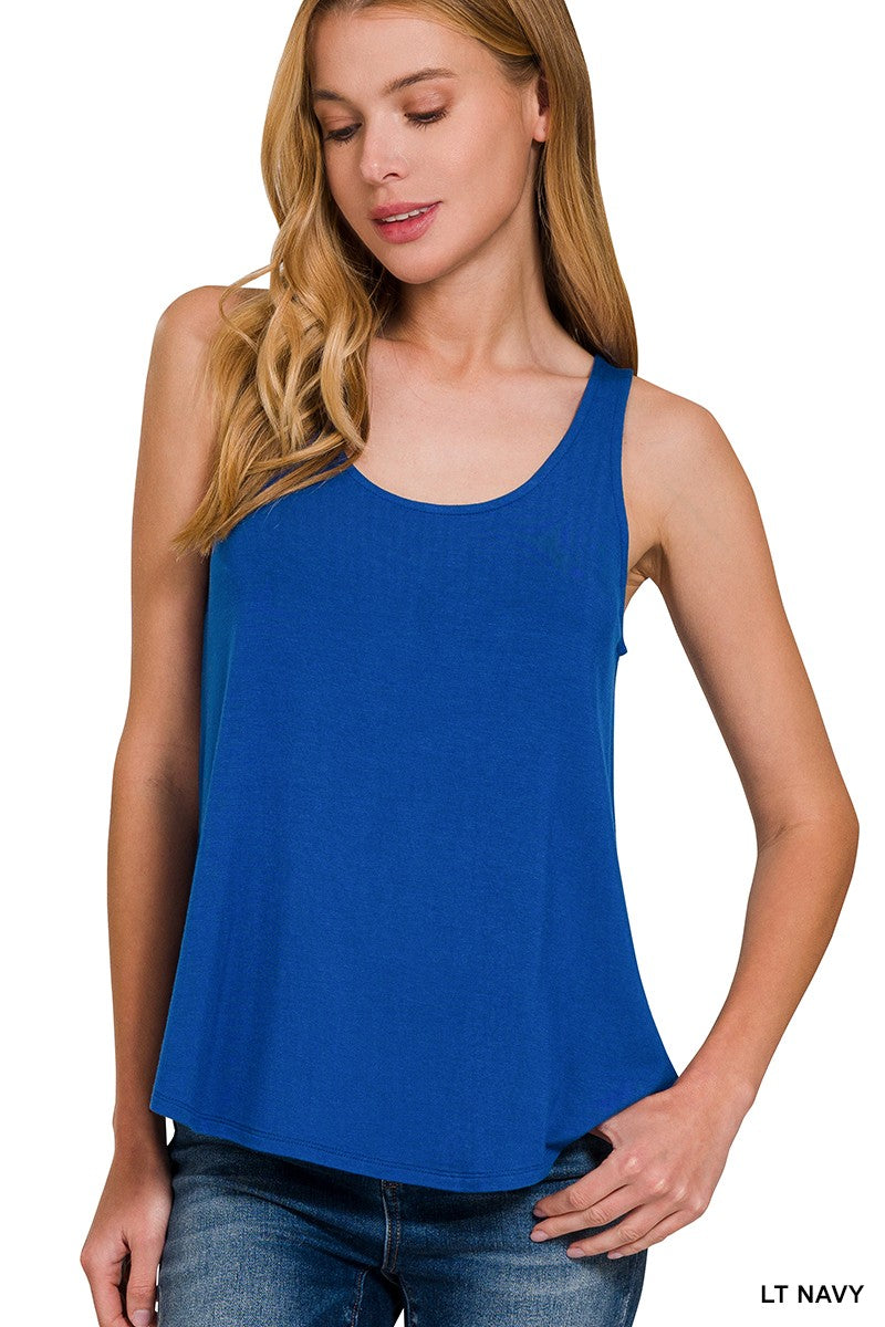 Flowy Hem Rayon Sleeveless Tank Top