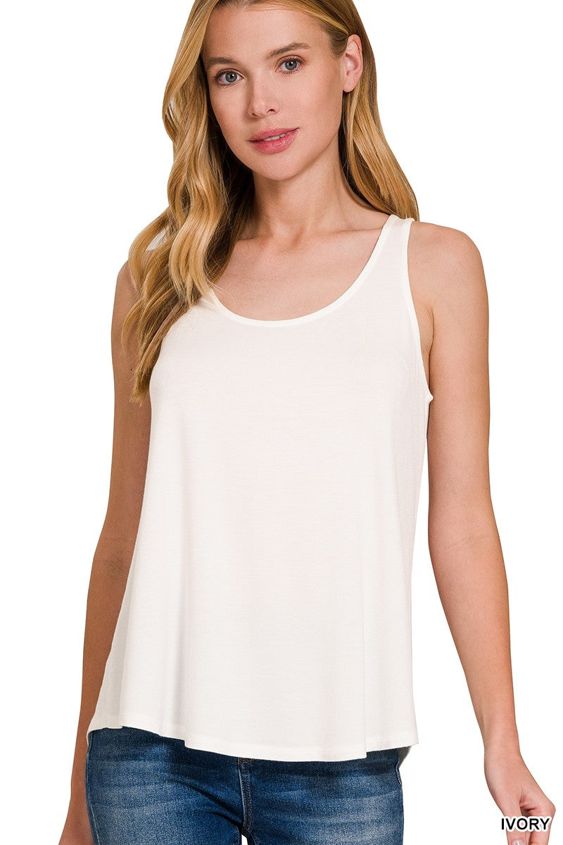 Flowy Hem Rayon Sleeveless Tank Top