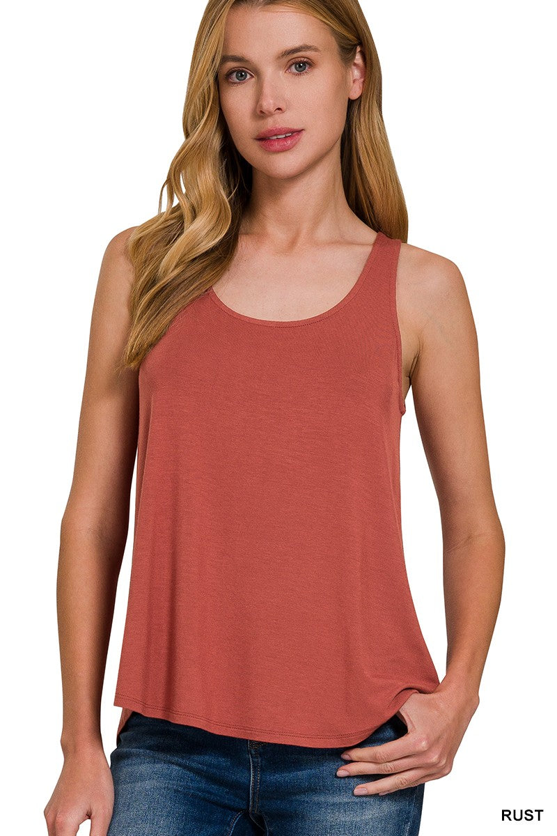 Flowy Hem Rayon Sleeveless Tank Top - Final Sale