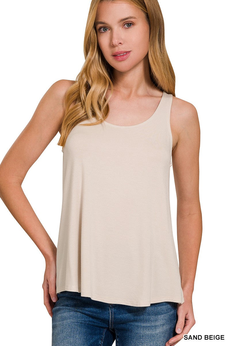 Flowy Hem Rayon Sleeveless Tank Top - Final Sale