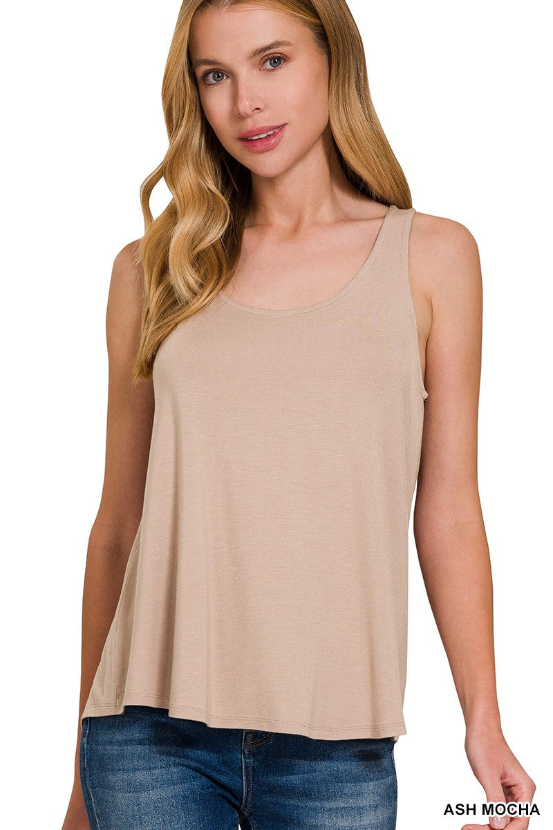 Flowy Hem Rayon Sleeveless Tank Top