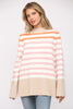 Stripe Mock Neck Bell Sleeve Pullover *PREORDER ITEM*