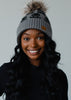 Gray Skull Pattern Pom Hat