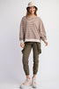 Mocha Striped Thermal Knit Top