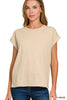 Round Neck Folded Short Sleeve T-shirt Top | ZENANA *DEAL